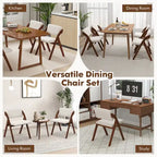 Gymax Set of 4 Dining Chairs Folding Kitchen Chair w/ Rubber Wood Legs