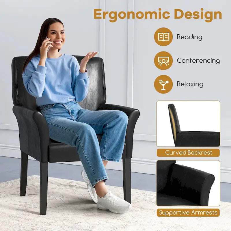 Costway Executive PU Leather Guest Chair Reception Side Arm Chair - See Details