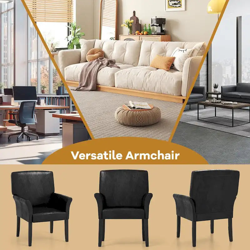 Costway Executive PU Leather Guest Chair Reception Side Arm Chair - See Details
