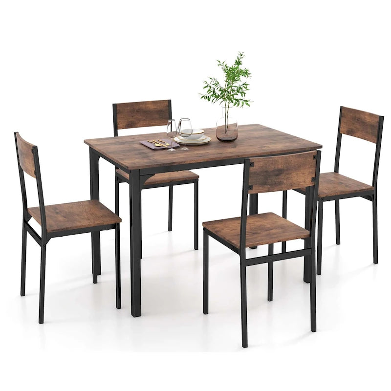 Costway Ensemble de 5 Pièces Table de Salle à Manger et Chaises Style Industriel pour Cuisine