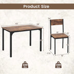 Costway Ensemble de 5 Pièces Table de Salle à Manger et Chaises Style Industriel pour Cuisine