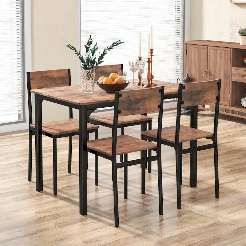 Costway Ensemble de 5 Pièces Table de Salle à Manger et Chaises Style Industriel pour Cuisine