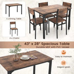 Costway Ensemble de 5 Pièces Table de Salle à Manger et Chaises Style Industriel pour Cuisine