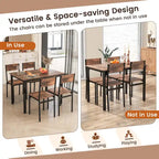 Costway Ensemble de 5 Pièces Table de Salle à Manger et Chaises Style Industriel pour Cuisine