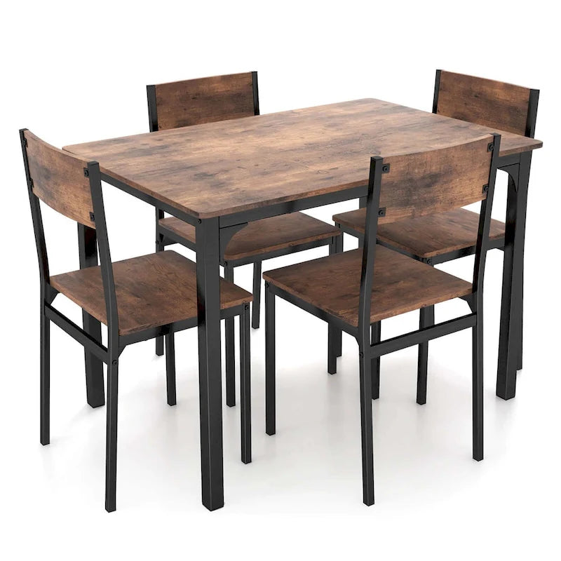 Costway Ensemble de 5 Pièces Table de Salle à Manger et Chaises Style Industriel pour Cuisine