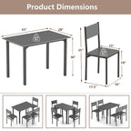 Costway Ensemble de 5 Pièces Table de Salle à Manger et Chaises Style Industriel pour Cuisine