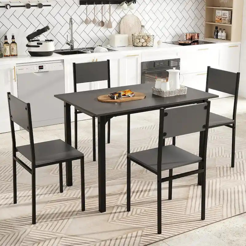 Costway Ensemble de 5 Pièces Table de Salle à Manger et Chaises Style Industriel pour Cuisine