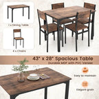 Costway Ensemble de 5 Pièces Table de Salle à Manger et Chaises Style Industriel pour Cuisine