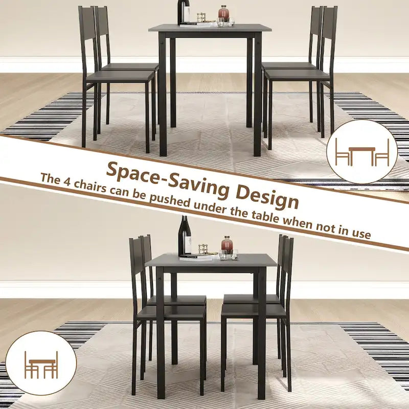 Costway Ensemble de 5 Pièces Table de Salle à Manger et Chaises Style Industriel pour Cuisine