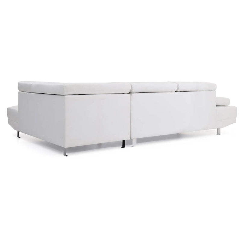 Canapé d'angle modulable en similicuir en forme de L - 109 - Blanc