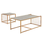 Table basse gigogne Astor iNSPIRE Q Bold avec dessus de miroir texturé et finition dorée couleur champagne