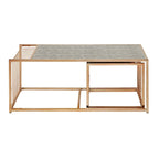 Table basse gigogne Astor iNSPIRE Q Bold avec dessus de miroir texturé et finition dorée couleur champagne