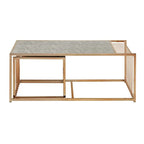 Table basse gigogne Astor iNSPIRE Q Bold avec dessus de miroir texturé et finition dorée couleur champagne