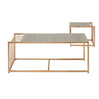Table basse gigogne Astor iNSPIRE Q Bold avec dessus de miroir texturé et finition dorée couleur champagne