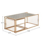 Table basse gigogne Astor iNSPIRE Q Bold avec dessus de miroir texturé et finition dorée couleur champagne