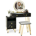 Costway Coiffeuse avec tabouret et miroir LED à intensité variable Grand meuble de rangement - Voir détails