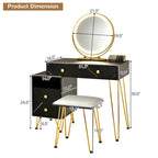 Costway Coiffeuse avec tabouret et miroir LED à intensité variable Grand meuble de rangement - Voir détails