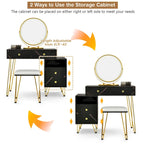 Costway Coiffeuse avec tabouret et miroir LED à intensité variable Grand meuble de rangement - Voir détails