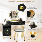 Costway Coiffeuse avec tabouret et miroir LED à intensité variable Grand meuble de rangement - Voir détails