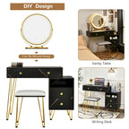 Costway Coiffeuse avec tabouret et miroir LED à intensité variable Grand meuble de rangement - Voir détails