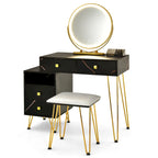 Costway Coiffeuse avec tabouret et miroir LED à intensité variable Grand meuble de rangement - Voir détails