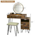 Costway Coiffeuse avec tabouret et miroir LED à intensité variable Grand meuble de rangement - Voir détails