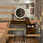 Costway Coiffeuse avec tabouret et miroir LED à intensité variable Grand meuble de rangement - Voir détails