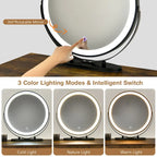 Costway Coiffeuse avec tabouret et miroir LED à intensité variable Grand meuble de rangement - Voir détails