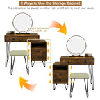 Costway Coiffeuse avec tabouret et miroir LED à intensité variable Grand meuble de rangement - Voir détails