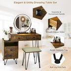 Costway Coiffeuse avec tabouret et miroir LED à intensité variable Grand meuble de rangement - Voir détails