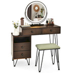 Costway Coiffeuse avec tabouret et miroir LED à intensité variable Grand meuble de rangement - Voir détails