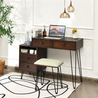 Costway Coiffeuse avec tabouret et miroir LED à intensité variable Grand meuble de rangement - Voir détails