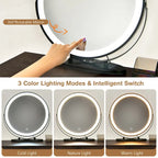 Costway Coiffeuse avec tabouret et miroir LED à intensité variable Grand meuble de rangement - Voir détails