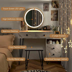 Costway Coiffeuse avec tabouret et miroir LED à intensité variable Grand meuble de rangement - Voir détails