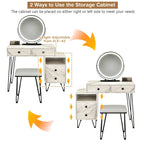 Costway Coiffeuse avec tabouret et miroir LED à intensité variable Grand meuble de rangement - Voir détails