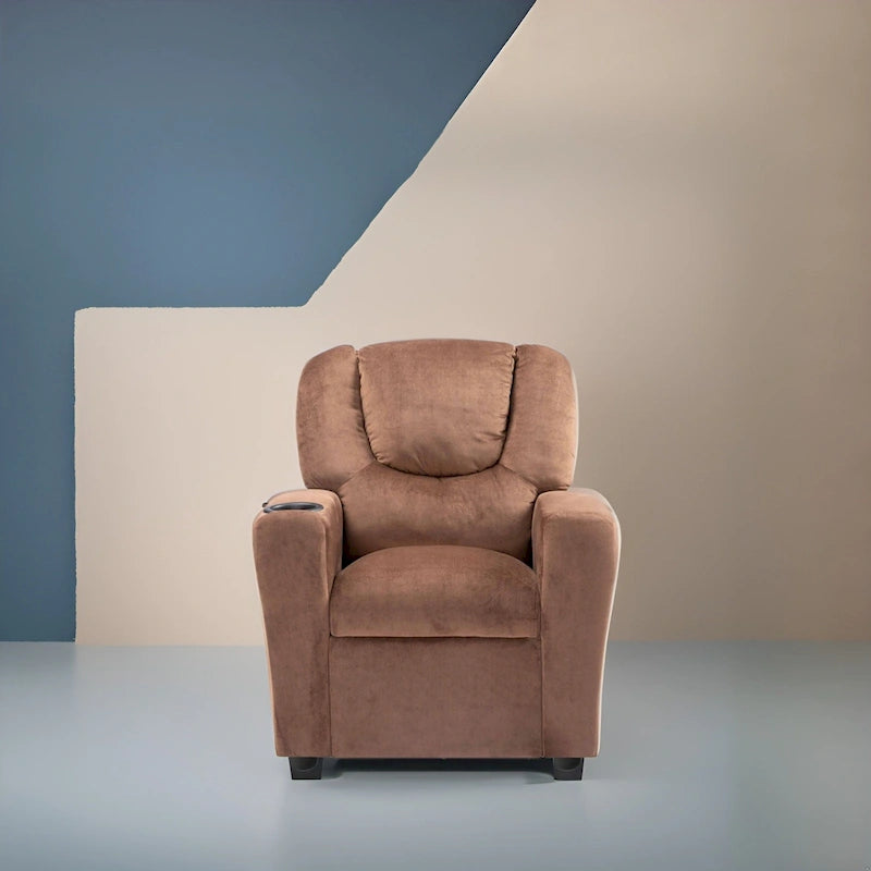 Kids Push Back Recliner Chair with Cup Holder - For Ages 3+