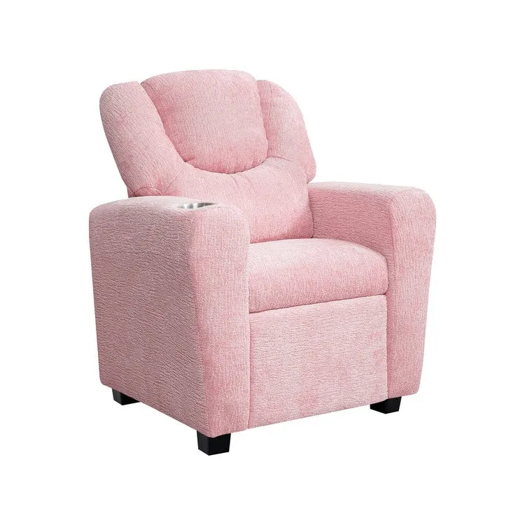 Kids Push Back Recliner Chair with Cup Holder - For Ages 3+