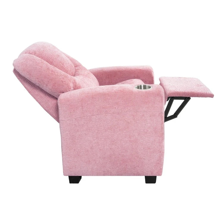 Kids Push Back Recliner Chair with Cup Holder - For Ages 3+