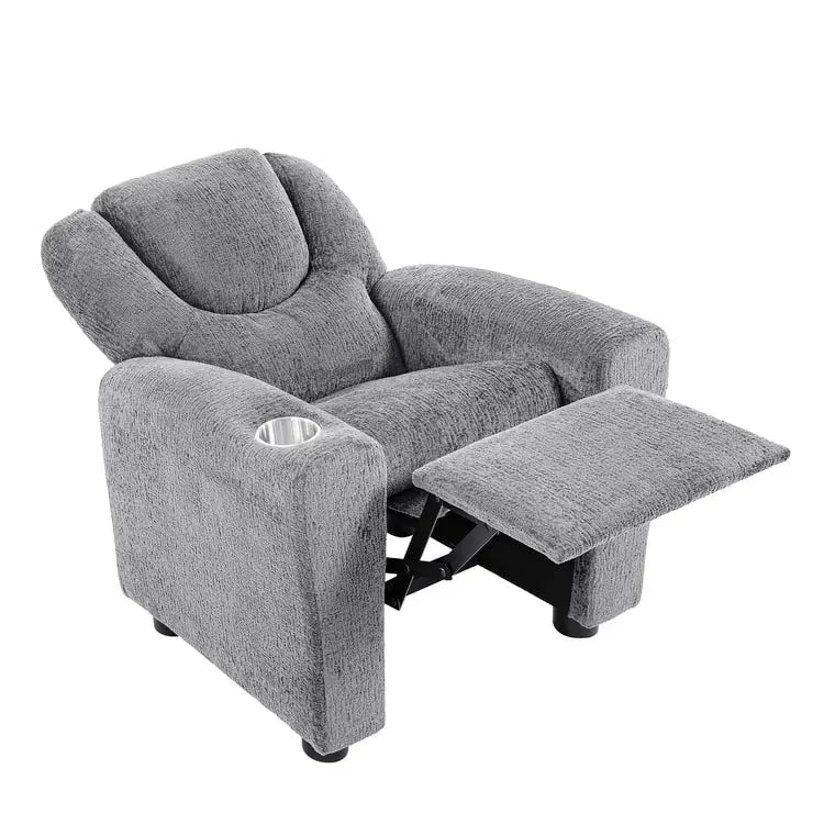 Kids Push Back Recliner Chair with Cup Holder - For Ages 3+