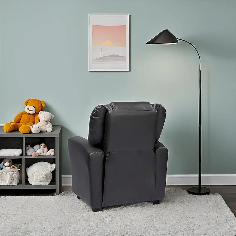 Kids Push Back Recliner Chair with Cup Holder - For Ages 3+