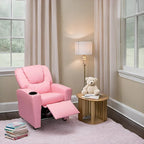 Kids Push Back Recliner Chair with Cup Holder - For Ages 3+