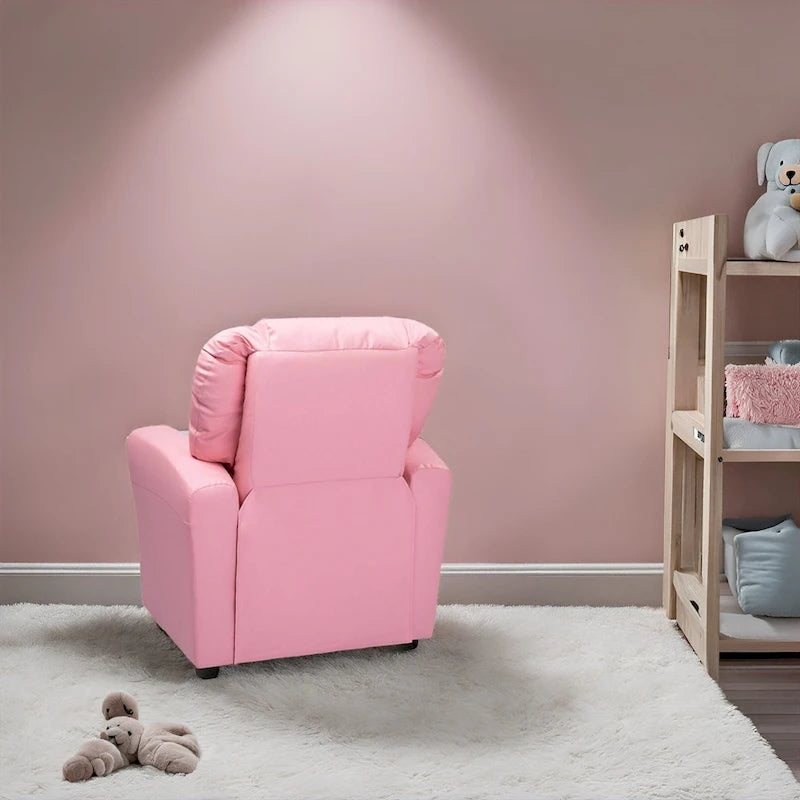 Kids Push Back Recliner Chair with Cup Holder - For Ages 3+