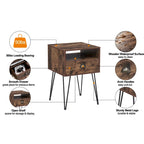 Modern Mid Century 1-Drawer Hairpin Nightstands, Brown/Blue/Black/Yellow, Four Options