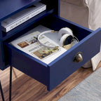 Modern Mid Century 1-Drawer Hairpin Nightstands, Brown/Blue/Black/Yellow, Four Options