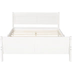 Lit plateforme en bois pleine grandeur avec tête de lit et support à lattes en bois, blanc