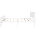 Lit plateforme en bois pleine grandeur avec tête de lit et support à lattes en bois, blanc