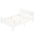 Lit plateforme en bois pleine grandeur avec tête de lit et support à lattes en bois, blanc
