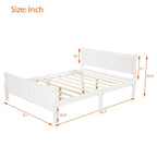Lit plateforme en bois pleine grandeur avec tête de lit et support à lattes en bois, blanc