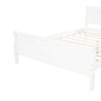 Lit plateforme en bois pleine grandeur avec tête de lit et support à lattes en bois, blanc