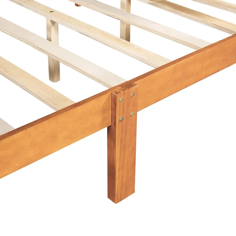 Lit plateforme en bois pleine grandeur avec tête de lit et support à lattes en bois, blanc